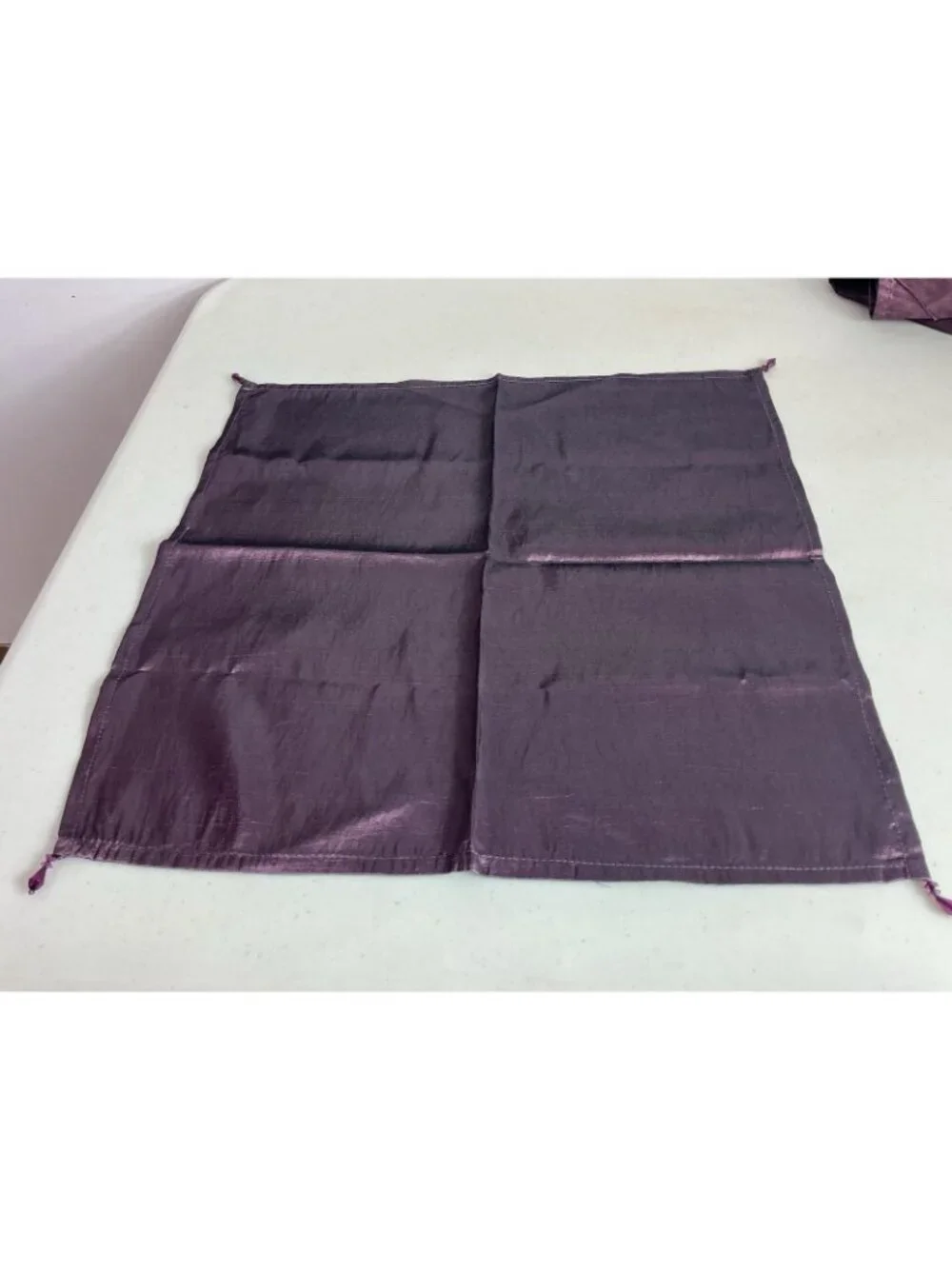 Satin Purple Table Runner + 8 Matching Napkins Beaded Y2K